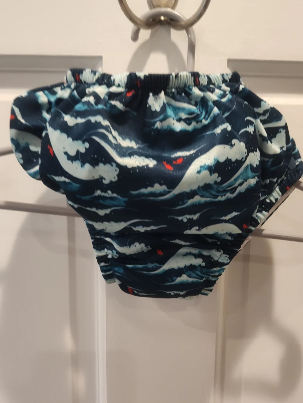 Navy Wave Print Kids Diaper Cover